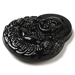 ガラスチャーム  仏陀の姿  ブラック  39.5x36x10.5mm  穴：1mm&nbsp;GLAA-C033-04G