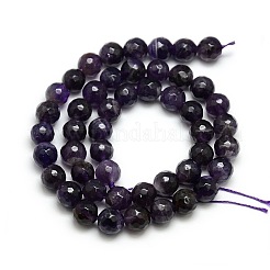 Natural Faceted Amethyst Round Bead Strands&nbsp;G-L172-8mm-01