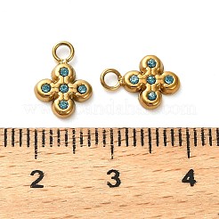 304ステンレスペンダント  ラインストーン付き  ゴールドカラー  クロス  10.5x8x1.5mm  穴：1.8mm&nbsp;STAS-H438-02E-G02
