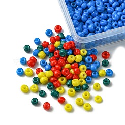 800色のベーキングペイント4個、ガラスラウンドシードビーズ15/0個  ミックスカラー  3~3.5mm  穴：2mm  200個/カラー&nbsp;SEED-FS0001-21B
