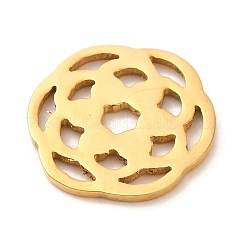 イオンプレーティング（IP）304ステンレススチールチャーム  花のチャーム  ゴールドカラー  14.5x1mm  穴：1.2mm&nbsp;STAS-U025-16G