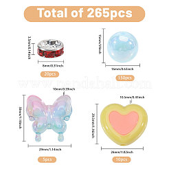 Heart Butterfly Mixed Acrylic & Brass Rhinestone Spacer Beads Findings Kits&nbsp;DIY-CA0008-06