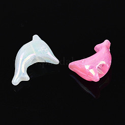 プラスチックビーズ  模造ゼリー  イルカ  ABカラーメッキ  ミックスカラー  15x10x5.5mm  穴：3.5mm  約2272個/500g&nbsp;KY-N026-20