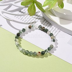 Natural Lodolite Quartz/Garden Quartz Round Beaded Stretch Bracelet&nbsp;BJEW-JB08919-01