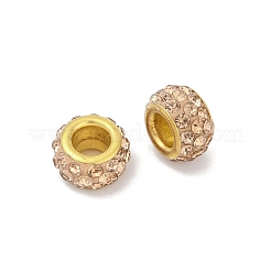 合金ラインストーン粘土パヴェビーズ  ロンデル  桃パフ  11.5x6.5mm  穴：5mm&nbsp;ALRI-D300-04G-12