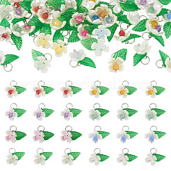 40Pcs 8 Styles Natural Mixed Gemstone Flower Charms&nbsp;PALLOY-TA00291