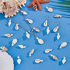 100Pcs 5 Styles Natural Mixed Shell & ABS Plastic Imitation Pearl Pendants&nbsp;PALLOY-PH01902