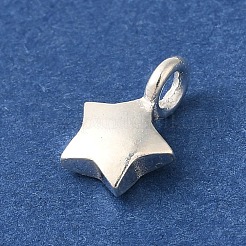 925スターリングシルバーチャーム  銀色のメッキ  スター  9x6.5x2.5mm  穴：2mm&nbsp;FIND-U013-06S-02