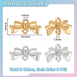 16Pcs 2 Colors 304 Stainless Steel Bowknot Links Connector Charms&nbsp;STAS-UN0063-35