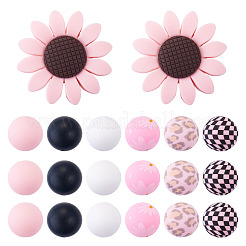 1Bag Sunflower & Round Silicone Focal Beads&nbsp;SIL-TA0003-42