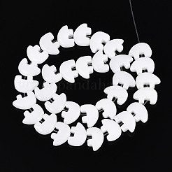 天然石ホワイトジェイドビーズ連売り  ズニベア  12~13x18.5~19.5x6~6.5mm  穴：1mm  約28~33個/連  12.99~16.54インチ（33~42cm）&nbsp;G-F783-G10-01-01