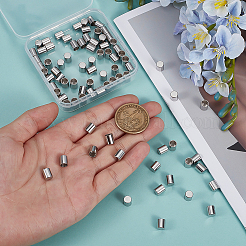 304ステンレススチールコードエンド80個  エンドキャップ  コラム  ステンレス鋼色  7x6mm  内径：5mm&nbsp;STAS-ME0002-73