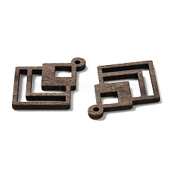 クルミ材の中空ペンダント  菱形チャーム  染色されていない  コーヒー  36x29.5x2mm  穴：2mm&nbsp;WOOD-G018-09-1