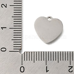 変色防止201ステンレススチールチャーム  ハートチャーム  ステンレス鋼色  12x12.5x1mm  穴：1.4mm&nbsp;STAS-C111-36P