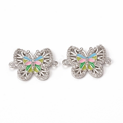 Brass Micro Pave Cubic Zirconia Connector Charms&nbsp;KK-E068-VB405