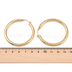 リング 304 ステンレススチール フープ イヤリング  低刺激性のイヤリング  ゴールドカラー  51.5x48x4mm  ピン：1mm&nbsp;EJEW-L142-008