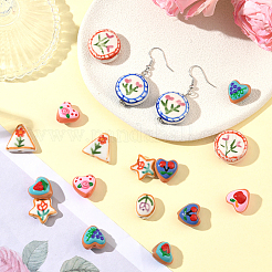 20Pcs 10 Styles Flower Theme Handmade Porcelain Beads&nbsp;LAMP-SC0001-64