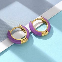 イオンプレーティング(IP)エナメルフープピアス  本物の18Kゴールドメッキ316サージカルステンレススチール製ジュエリー（女性用）  ミックスカラー  13x14x3mm  ピン：1mm&nbsp;EJEW-G344-02G