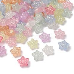 明るい透明なアクリルビーズ  スター  グリッターパウダー付き  暗闇で光る  ミックスカラー  15x16x8mm  穴：2mm&nbsp;X-LACR-S001-07