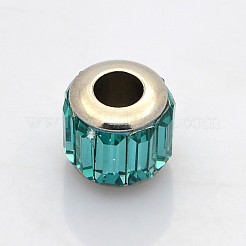 コラム 304 ステンレススチール ガラス ヨーロピアンビーズ  多面カット  大穴ビーズ  ステンレス鋼色  ミックスカラー  11x10mm  穴：5mm&nbsp;GPDL-N001-01-11mm