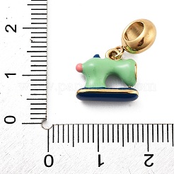 304 ステンレススチール エナメル ヨーロピアン ダングル チャーム  ミシンの大きな穴のペンダント  ゴールドカラー  21mm  穴：4.5mm  ペンダント：11.5x13x4.5mm&nbsp;STAS-U005-22G