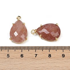 Natural Strawberry Quartz Faceted Pendants&nbsp;G-K347-05G-01