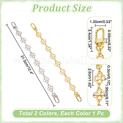 2Pcs 2 Colors Alloy Clover Link Chain Bag Straps&nbsp;FIND-WR0008-08