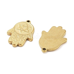 304ステンレススチールペンダントカボションセッティング  ハムサの手  ゴールドカラー  トレイ：2mm  22x15x2mm  穴：1.4mm&nbsp;STAS-P364-05G