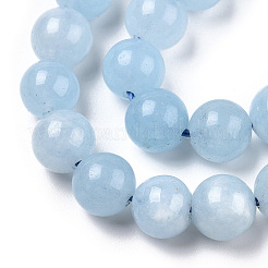 染めの天然水晶ラウンドビーズ連売り  模造アクアマリン  8~9mm  穴：1mm  約46個/連  15.3インチ&nbsp;G-R173-8mm-03