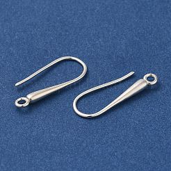 真鍮のピアスフック  カドミウムフリー＆鉛フリー  925銀メッキ  20x8x2mm  穴：1.6mm  ピン：0.8mm&nbsp;KK-H502-15S