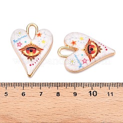 プリントラックメッキ合金エナメルペンダント  ゴールドカラー  アイチャーム付きハート  トマト  34.5x25.5x4.5mm  穴：4x8.5mm&nbsp;ENAM-T020-01C