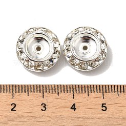 真鍮製のラインストーンビーズ  フラットラウンド  クリスタルラインストーン  銀色のメッキ  15mm  穴：1mm&nbsp;RB-TAC0001-01D