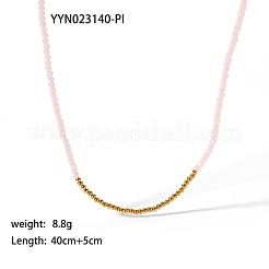 Glass & Stainless Steel Round Beaded Necklaces for Women&nbsp;PH3717-3