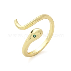 Brass Micro Pave Cubic Zirconia Cuff Rings for Women&nbsp;RJEW-Z084-01G-04