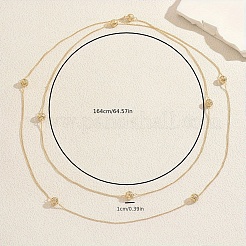 Minimalist Alloy Hollow Round Beaded Link Chain Long Necklaces for Layering and Occasions&nbsp;QH7554