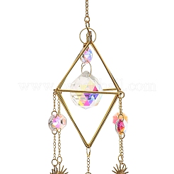 Glass Teardrop & Iron Rhombus Suncatchers&nbsp;HJEW-G028-01B