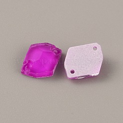 蛍光ガラスコネクターチャーム36個。  多面的な不規則なひし形  マゼンタ  10x8x3.5mm  穴：1mm&nbsp;GLAA-WH0035-13A