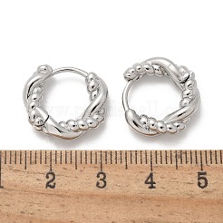 真鍮製フープピアス  ラックめっき  長持ちメッキ  鉛フリー＆カドミウムフリー  ツイストリング  プラチナ  16x17x4.5mm&nbsp;EJEW-Q015-03P-02