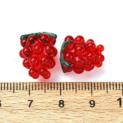 手作りランプワークビーズ  ブドウ  レッド  14x12mm  穴：1.5mm&nbsp;X-LAMP-WH0012-02E