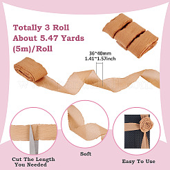 3 Rolls Frayed Polyester Ribbon&nbsp;OCOR-TA0002-97E