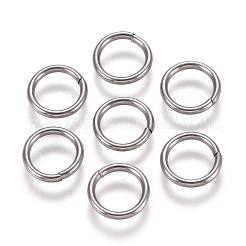 304ステンレス鋼のはんだ付けされた閉じた丸カン  ラウンド  ステンレス鋼色  18ゲージ  7x1mm  内径：5.5mm&nbsp;X-STAS-E482-15C