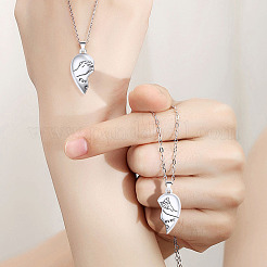 2Pcs Valentine's Day Alloy Forever Heart with Hands Magnetic Pendant Necklaces for Women Men&nbsp;WG7D3EF-01