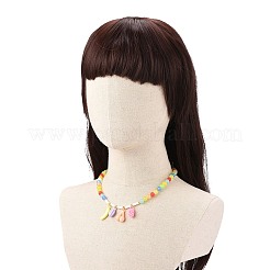 女性用ラウンド ビーズ チェーン付きアクリル チャーム ネックレス  混合形状  ミックスカラー  18.50インチ（47cm）&nbsp;NJEW-JN04165