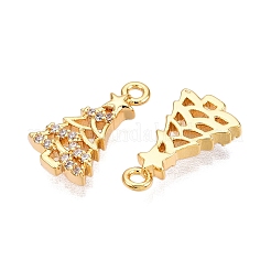 Christmas Theme Brass Micro Pave Clear Cubic Zirconia Pendants&nbsp;X1-KK-T073-19G