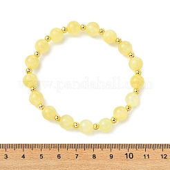 Round Natural Golden Silk Jade & Brass Beaded Stretch Bracelets for Women&nbsp;BJEW-JB14053