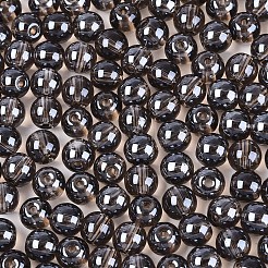 透明ガラスシードビーズ  窓ガラススタイル  ラウンド  グレー  6mm  穴：1.2mm  約1500個/ポンド&nbsp;SEED-N007-33B-15