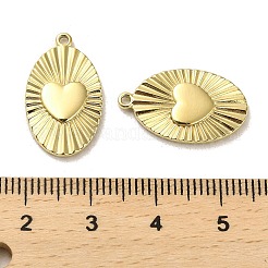 304ステンレスペンダント  楕円形、ハートチャーム付き  14KGP本金メッキ  20x12x2mm  穴：1.2mm&nbsp;STAS-L022-124G