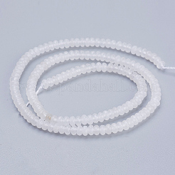 天然石ホワイトジェイドビーズ連売り  多面カット  ロンデル  4~4.5x2~2.5mm  穴：1mm  約150個/連  15.1インチ〜15.3インチ（38.5~39cm）&nbsp;G-K255-24A
