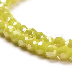 不透明ガラスビーズスタンド  ABカラー  ファセット（32ファセット）  ラウンド  きいろ  3.5x3mm  穴：1mm  約163~166個/連  50~51cm&nbsp;LS-EGLA-A035-P3mm-B04