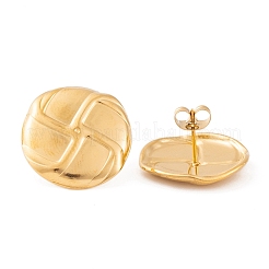 Ion Plating(IP) Flat Round 304 Stainless Steel Stud Earrings for Women&nbsp;EJEW-L272-014G